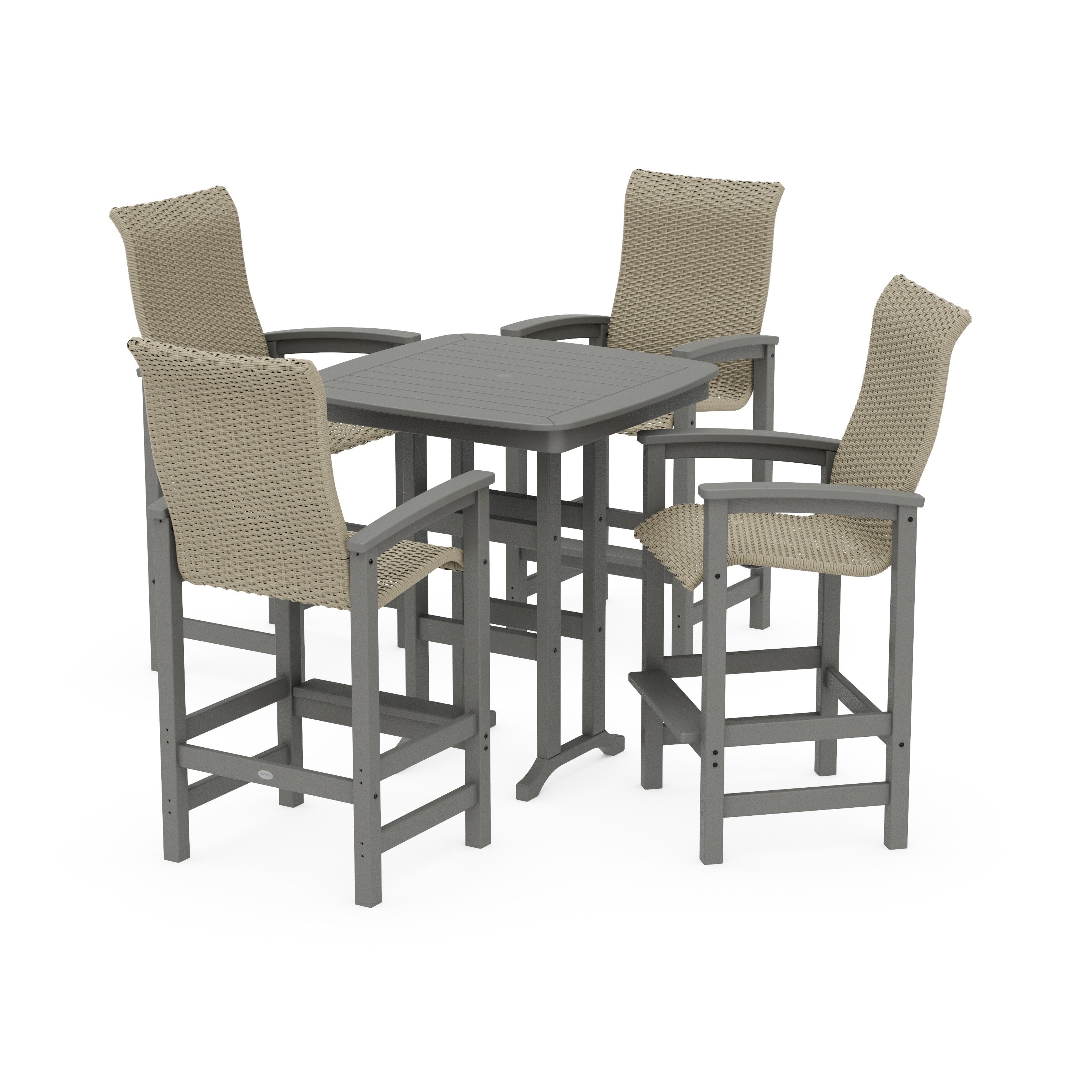 POLYWOOD® Coastal Woven High-Back 5-Piece Bar Set