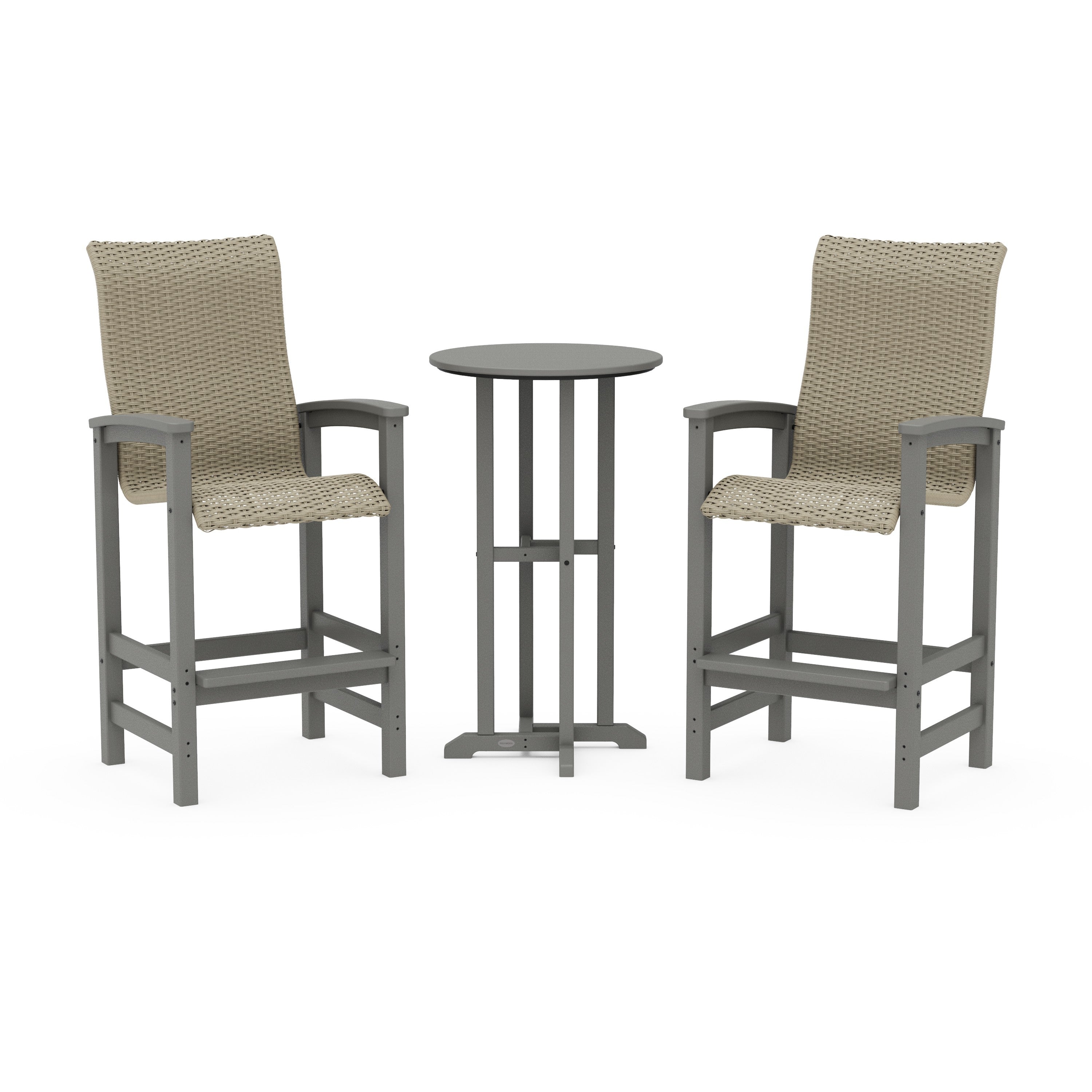 Coastal Woven High-Back 3-Piece Farmhouse Bar Set
