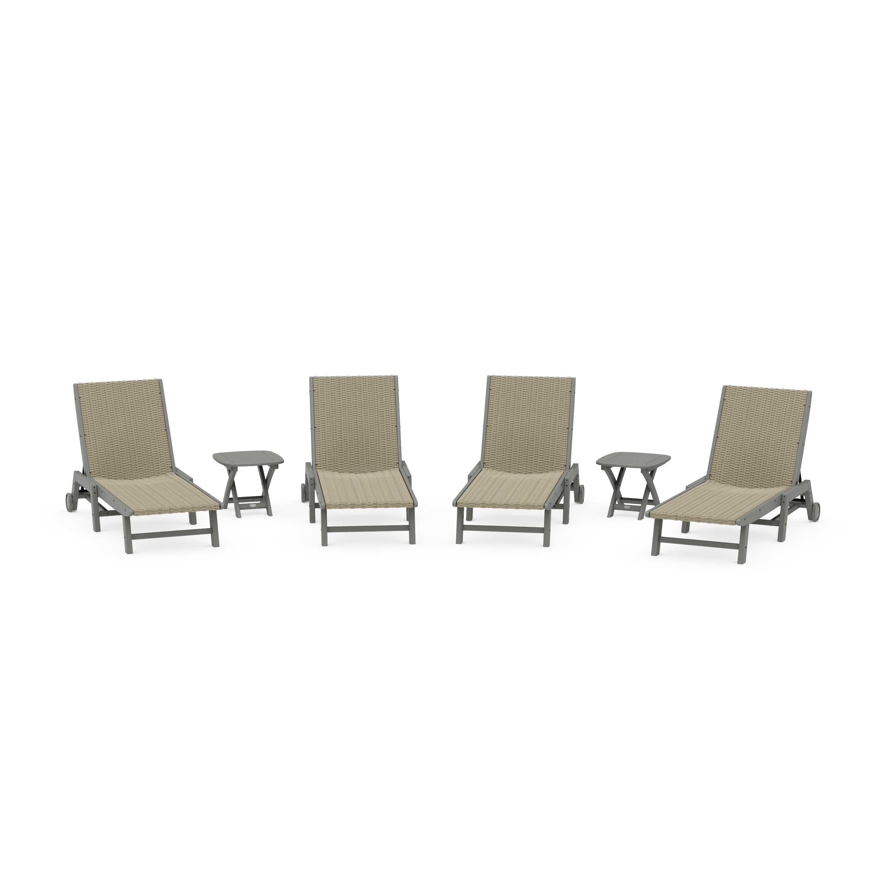 POLYWOOD® 6- Piece Coastal Woven Chaise with Wheels Lounge Set
