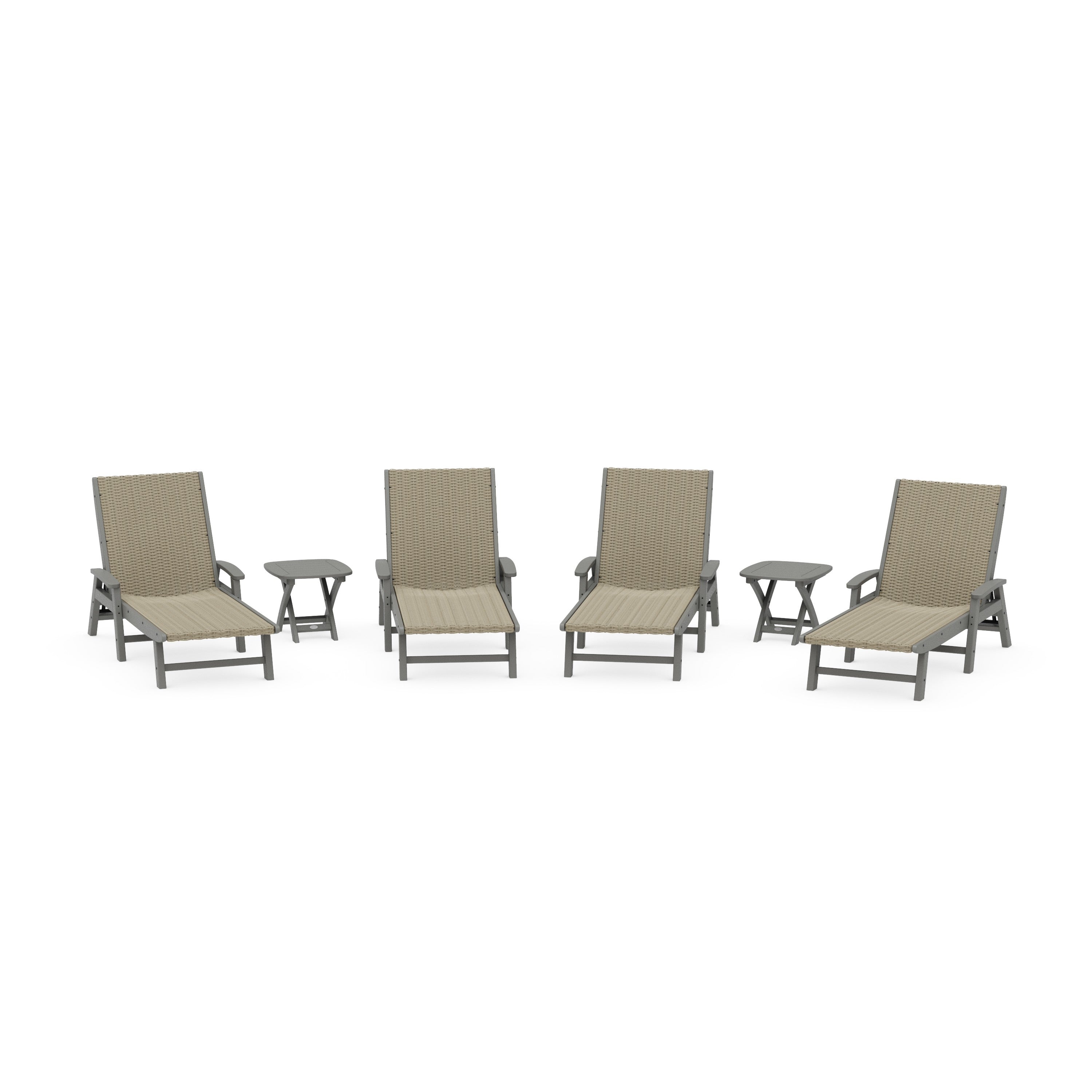 6- Piece Coastal Woven Chaise with Arms Chaise Lounge Set