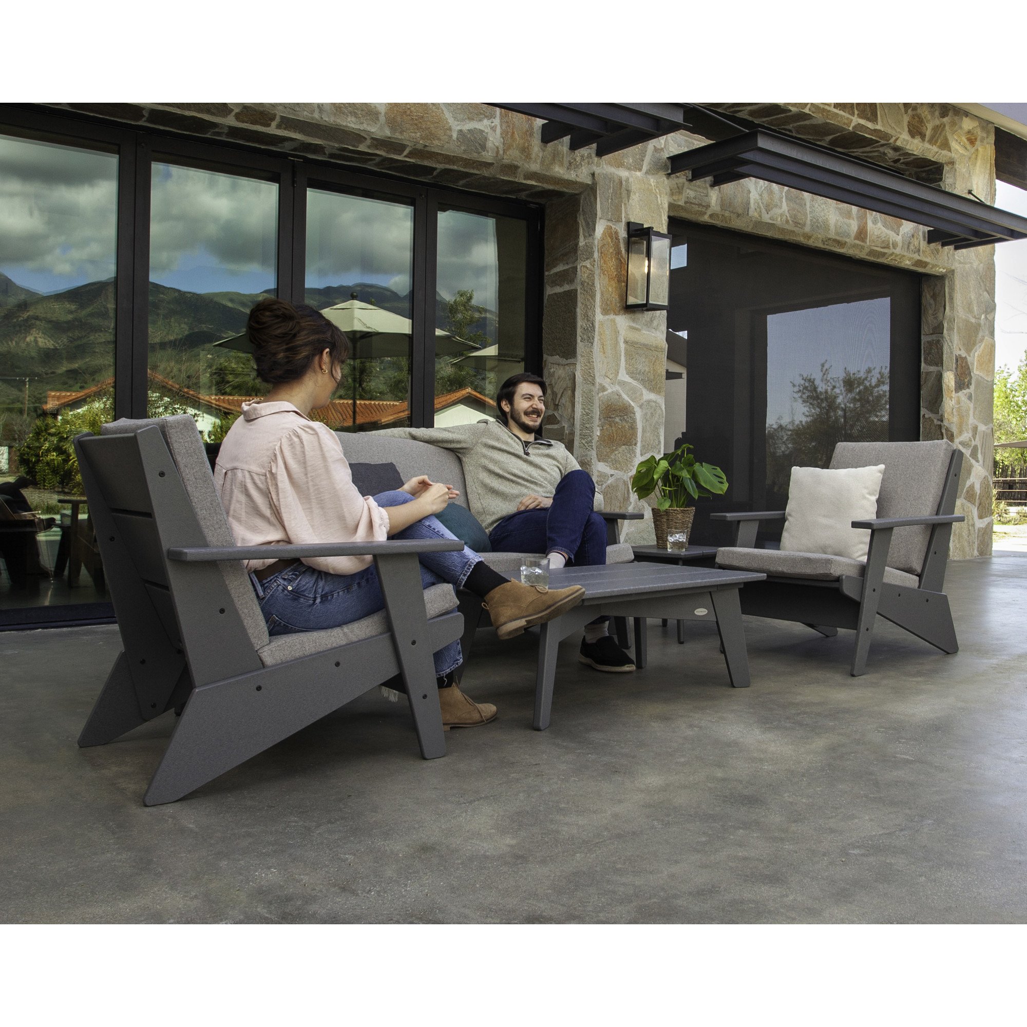 POLYWOOD® Riviera Modern Lounge 4-Piece Set - Lifestyle View 3