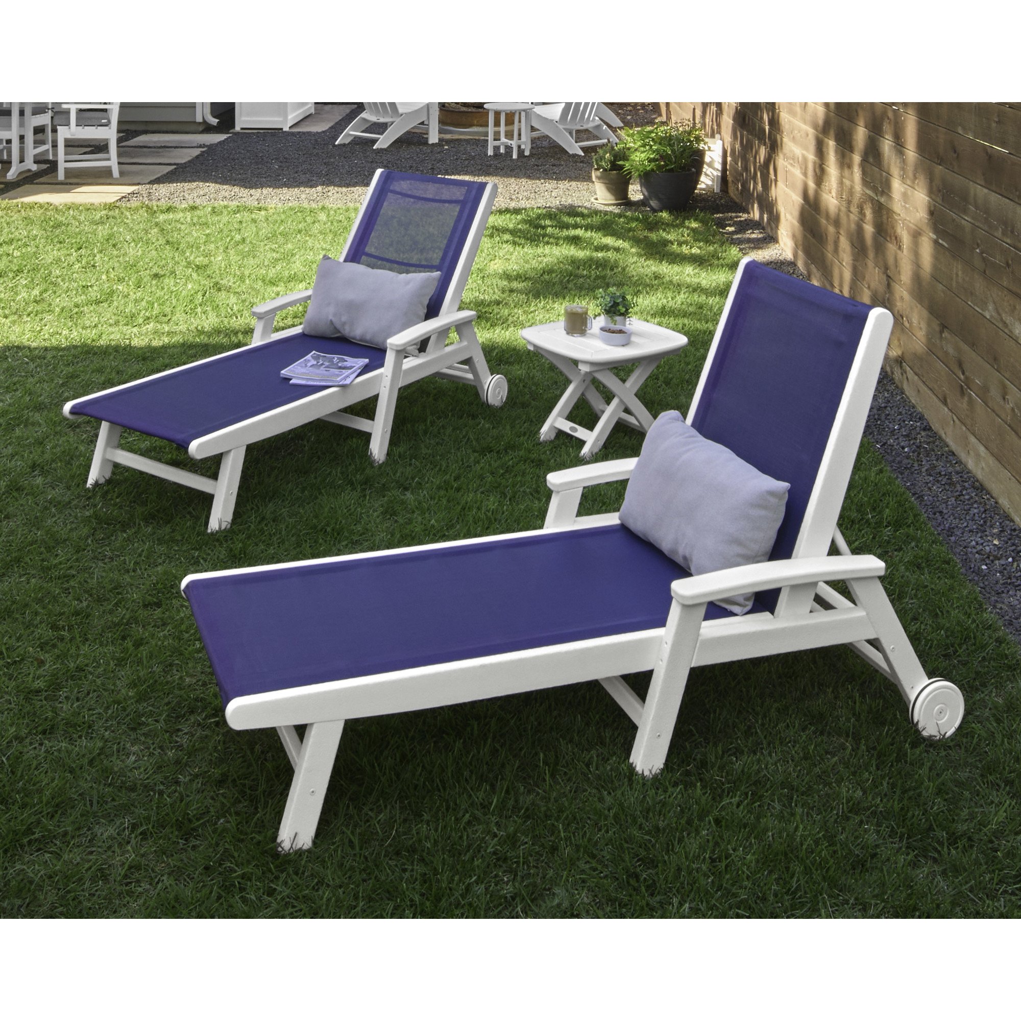 POLYWOOD® Coastal 3-Piece Wheeled Chaise Set - Lifestyle View 1