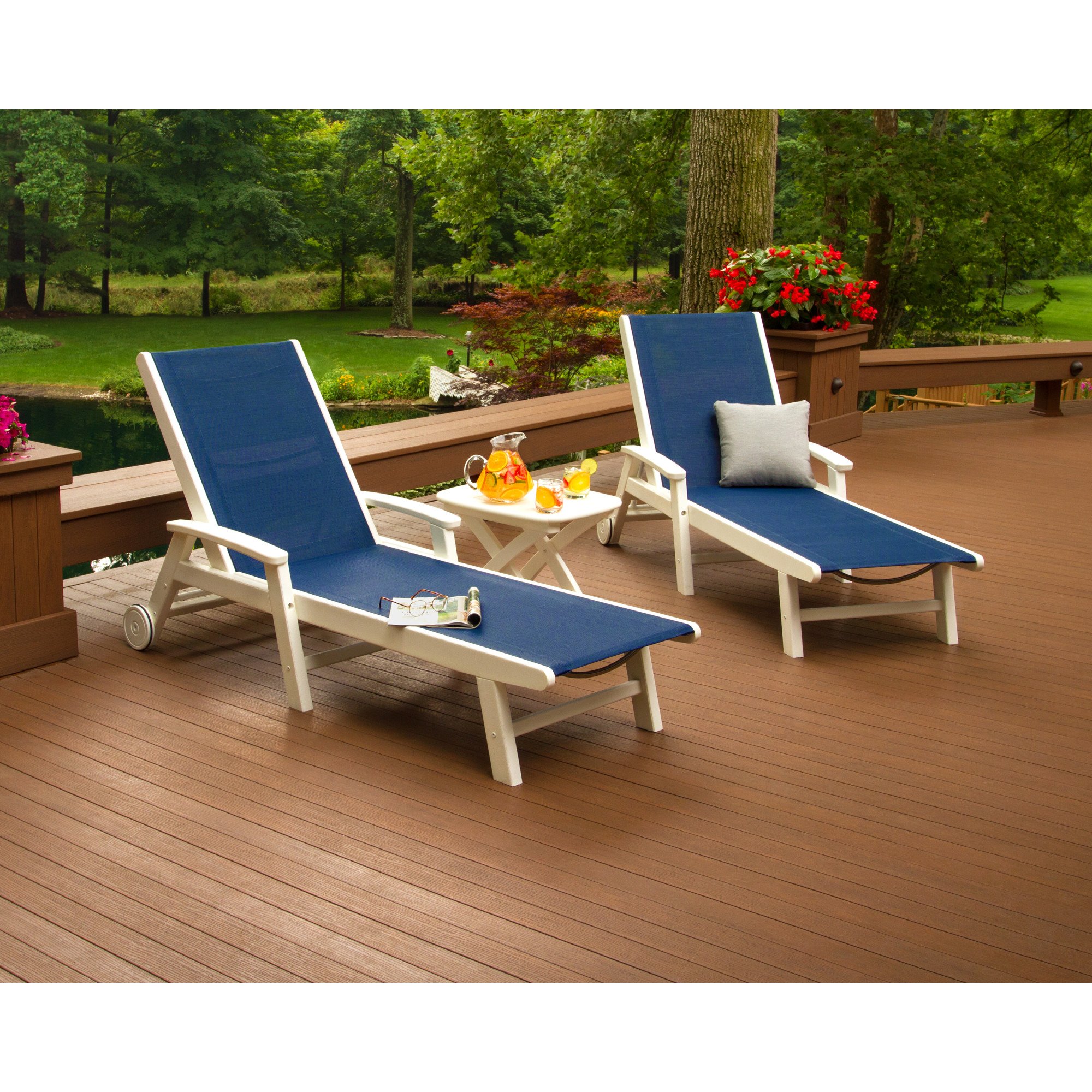 POLYWOOD® Coastal 3-Piece Wheeled Chaise Set - Lifestyle View 3