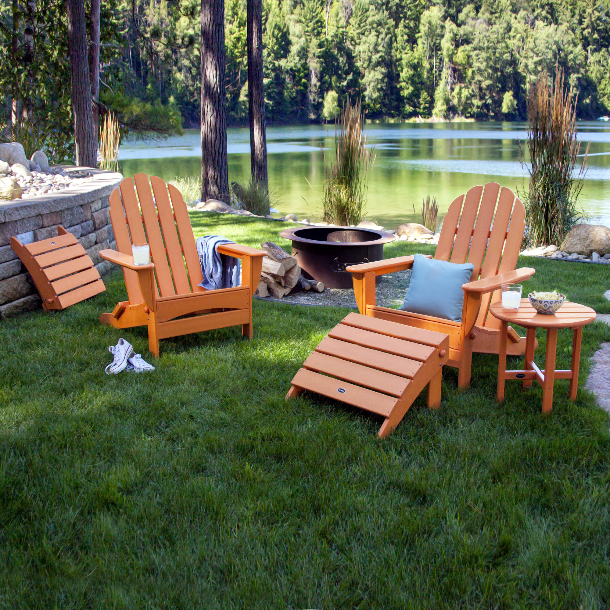 POLYWOOD® Classic Oversized Curveback Adirondack 5-Piece Casual Set