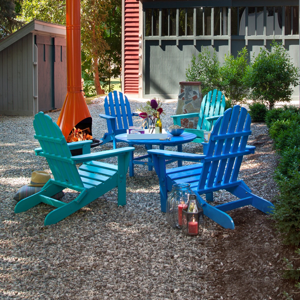 POLYWOOD® Classic Folding Adirondack 5-Piece Conversation Group