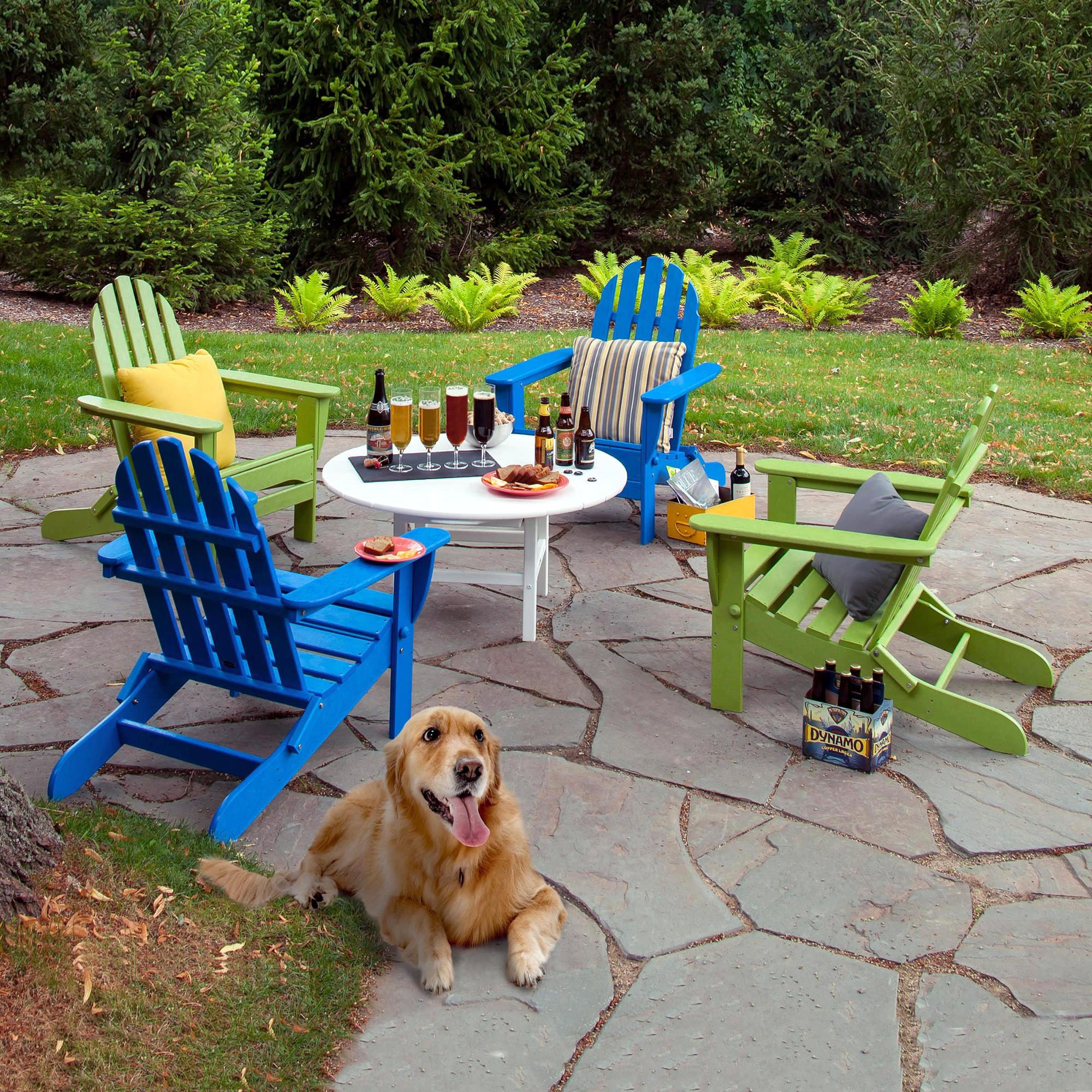 POLYWOOD® Classic Folding Adirondack 5-Piece Conversation Group