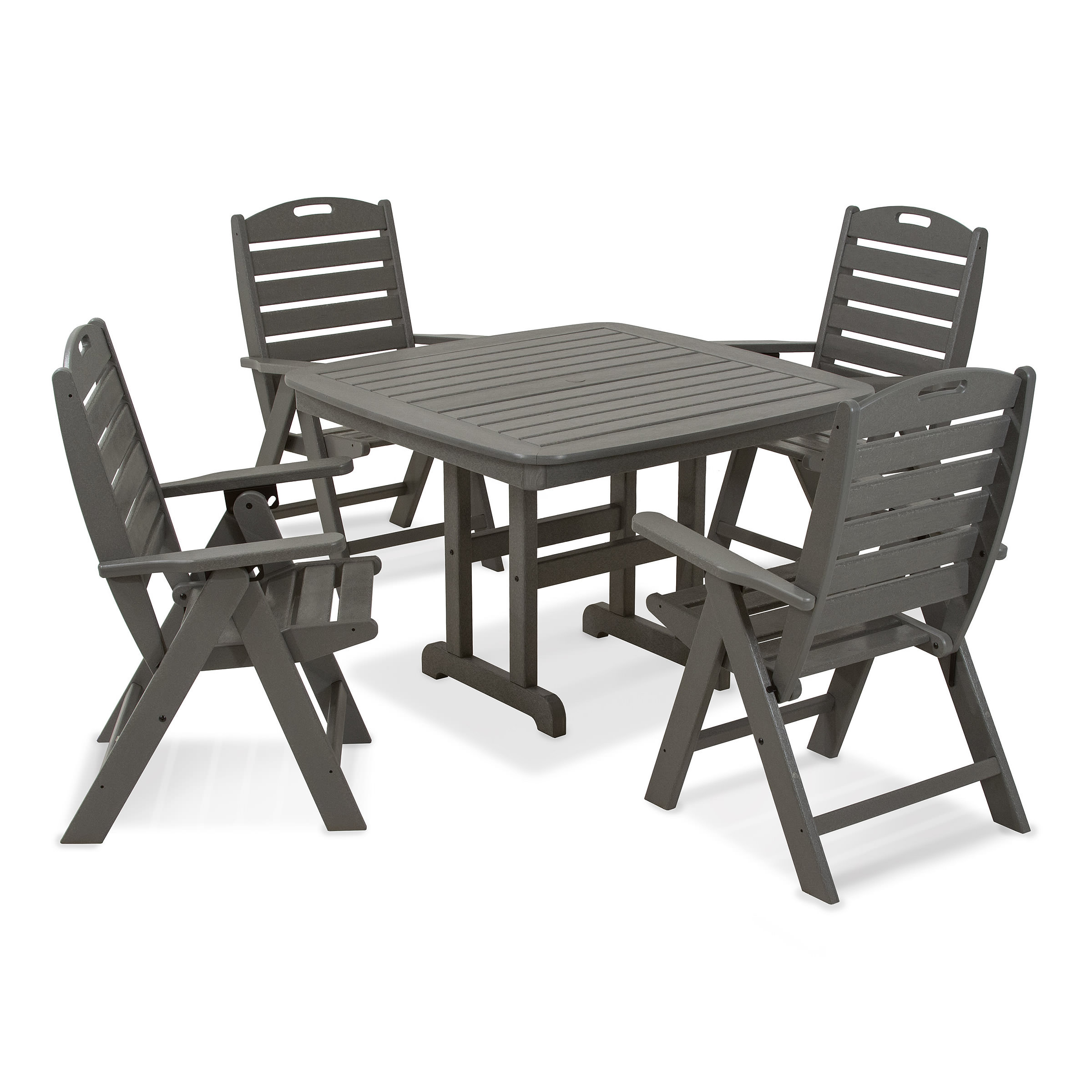 POLYWOOD Nautical High Back 4 Chair Dining Set