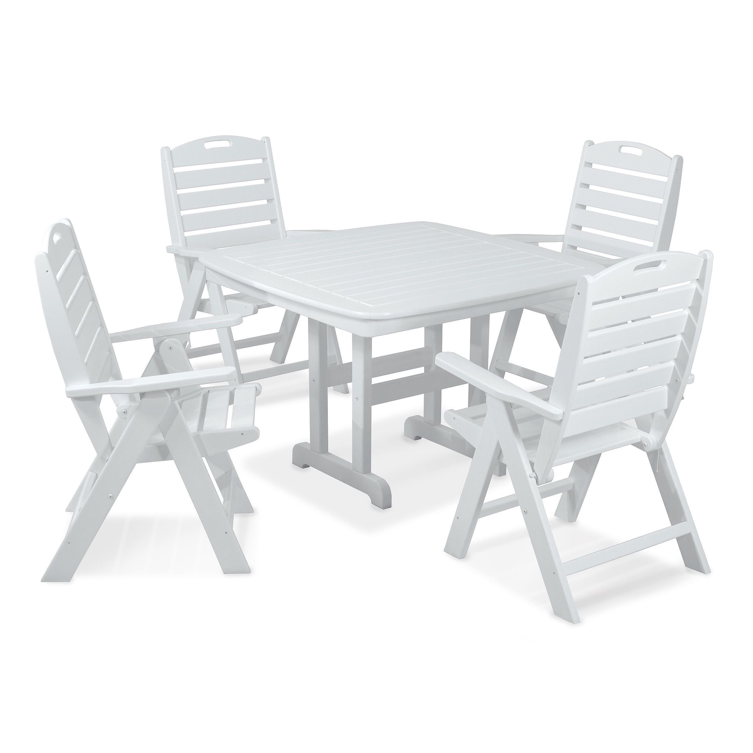 POLYWOOD Nautical High Back 4 Chair Dining Set