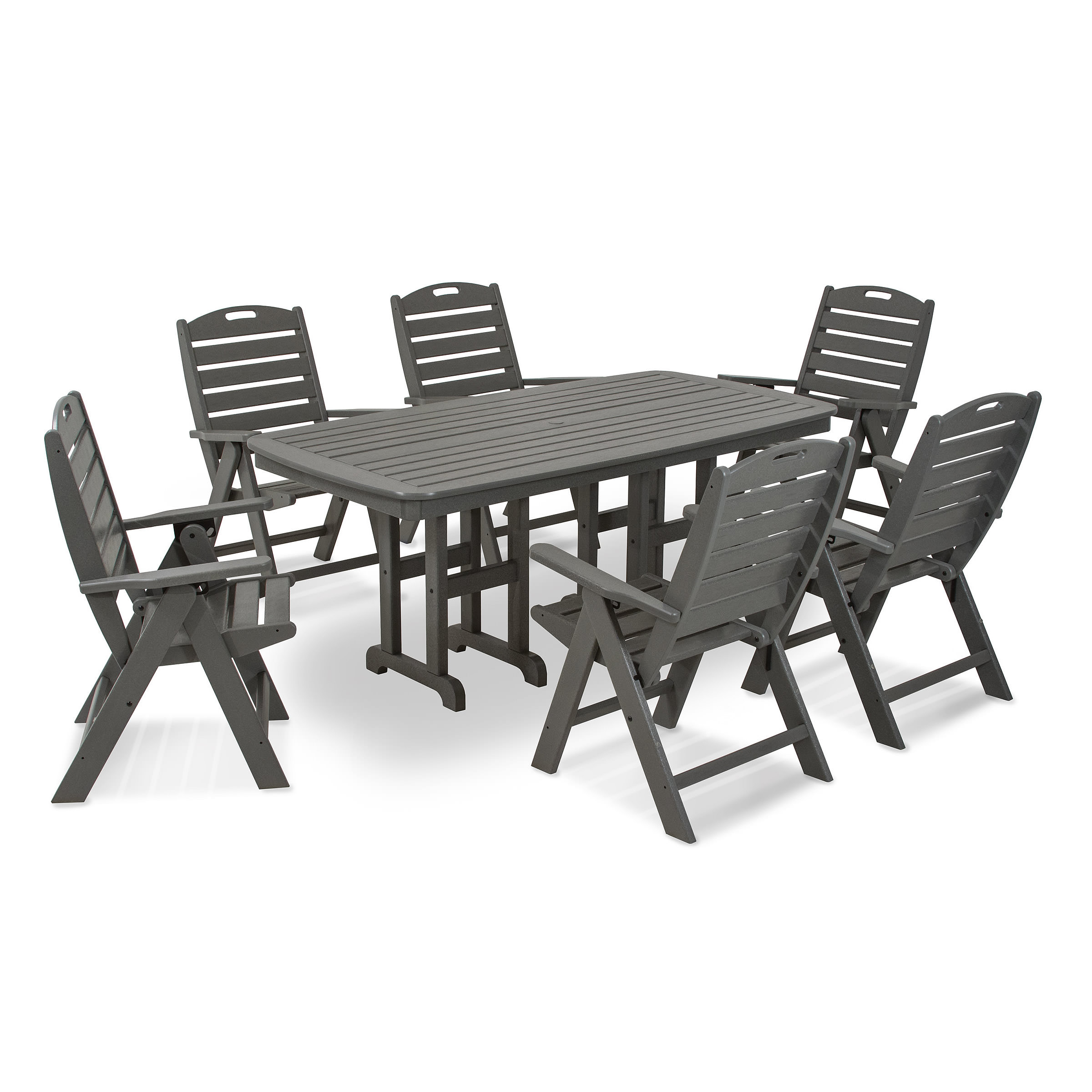 POLYWOOD Nautical High Back 6 Chair Dining Set
