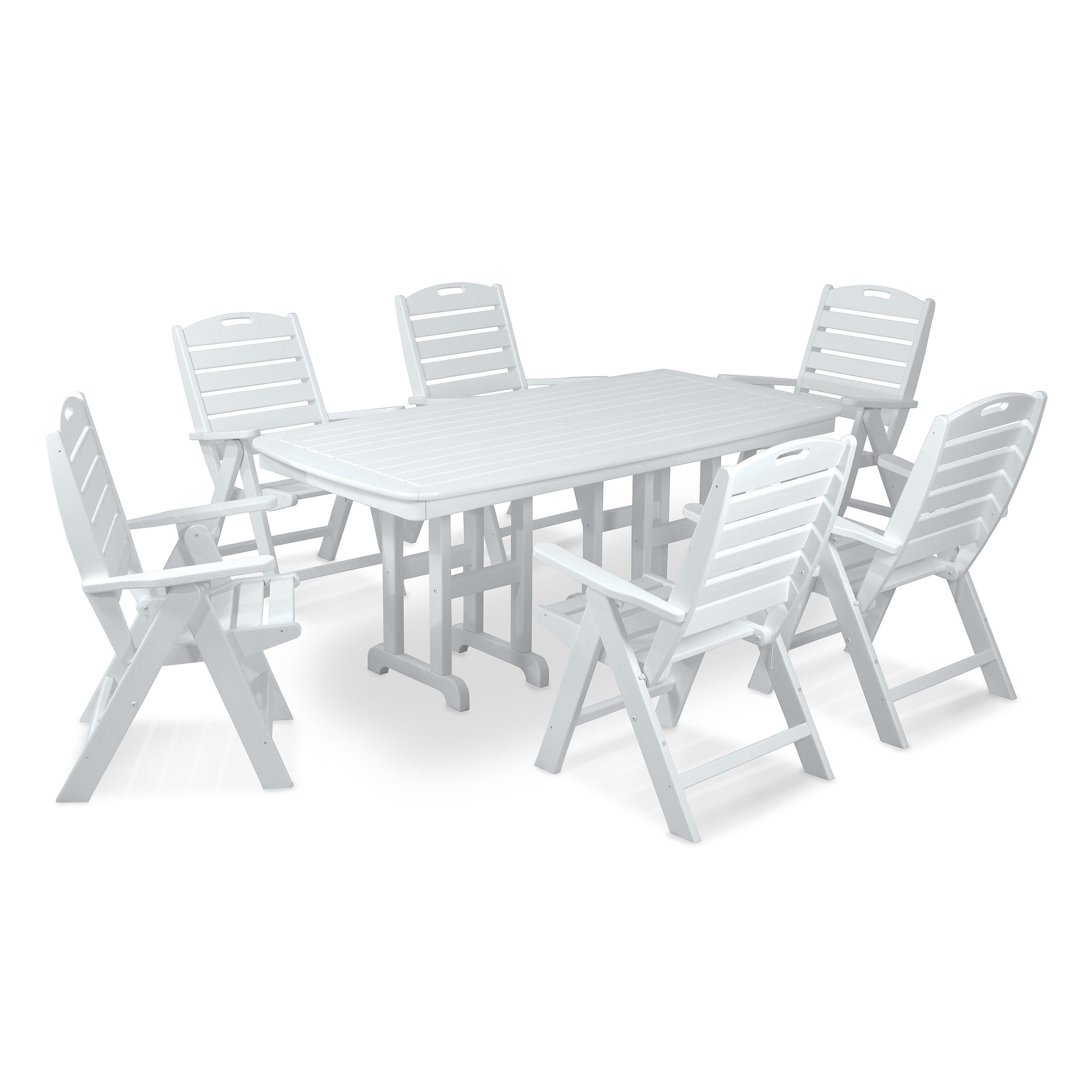POLYWOOD Nautical High Back 6 Chair Dining Set