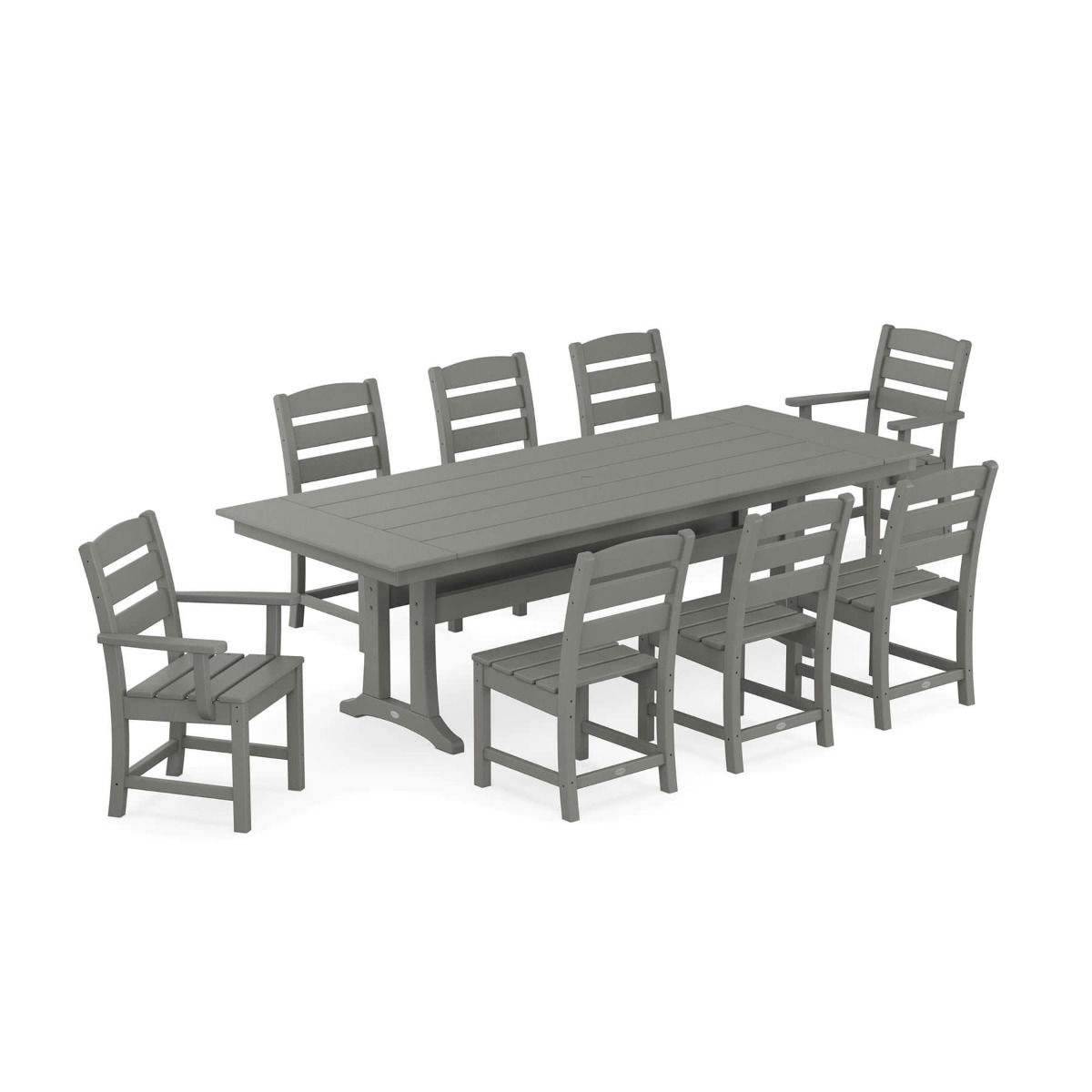 POLYWOOD Lakeside 9 Pc Farmhouse Trestle Dining Set