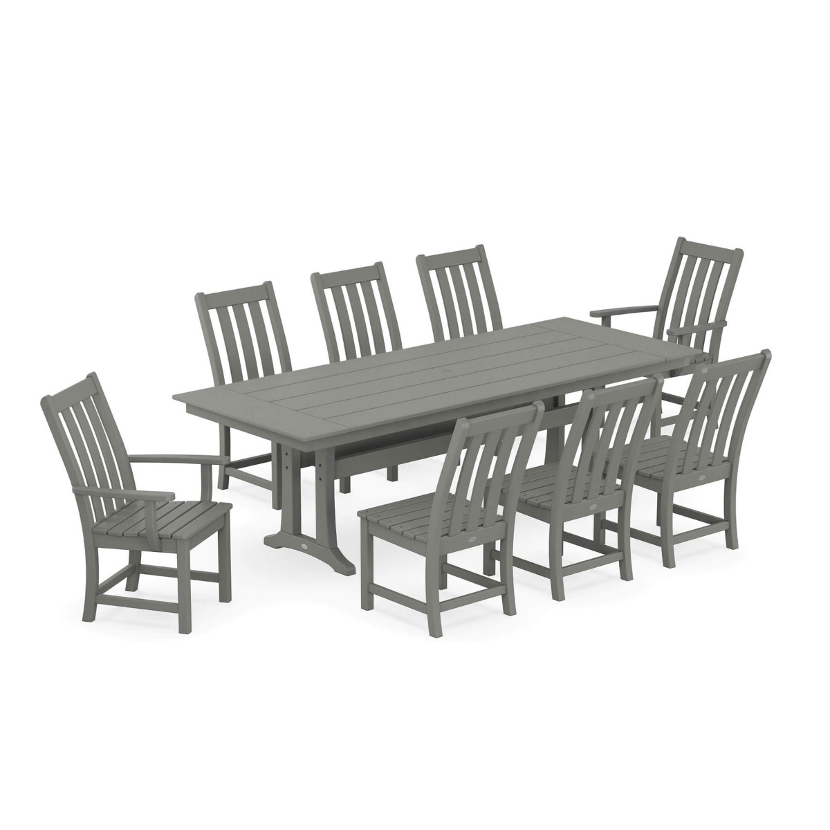 POLYWOOD Vineyard 9 Pc Farmhouse Trestle Dining Set