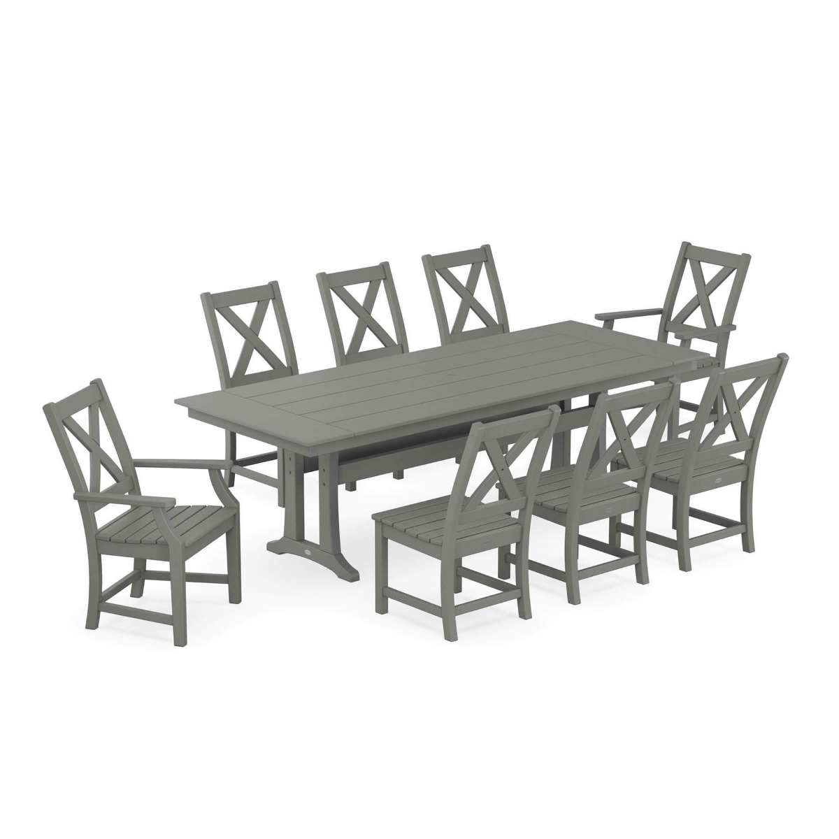 POLYWOOD Braxton 9 pc Farmhouse Trestle Dining Set