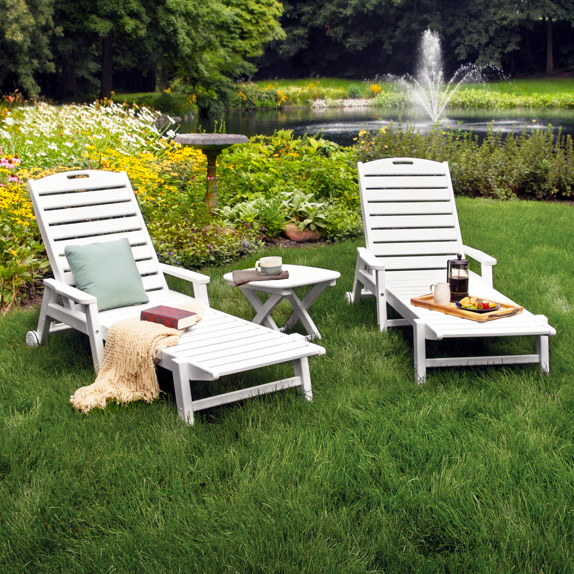 POLYWOOD® Nautical 3-Piece Chaise Set