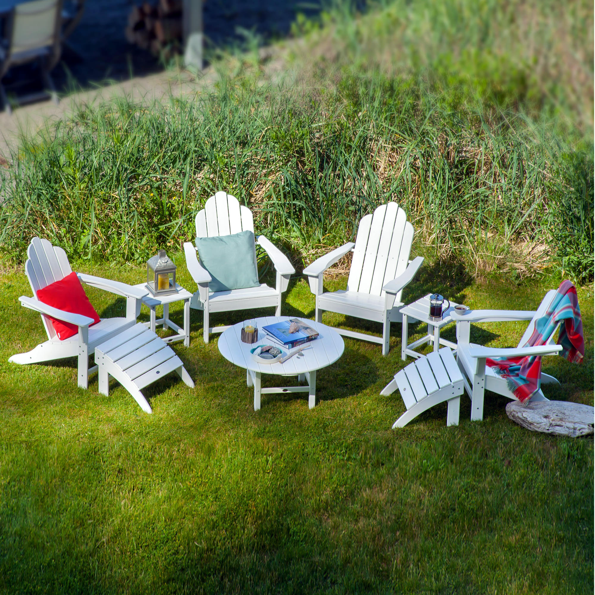 POLYWOOD® Long Island Adirondack 9-Piece Conversation Group