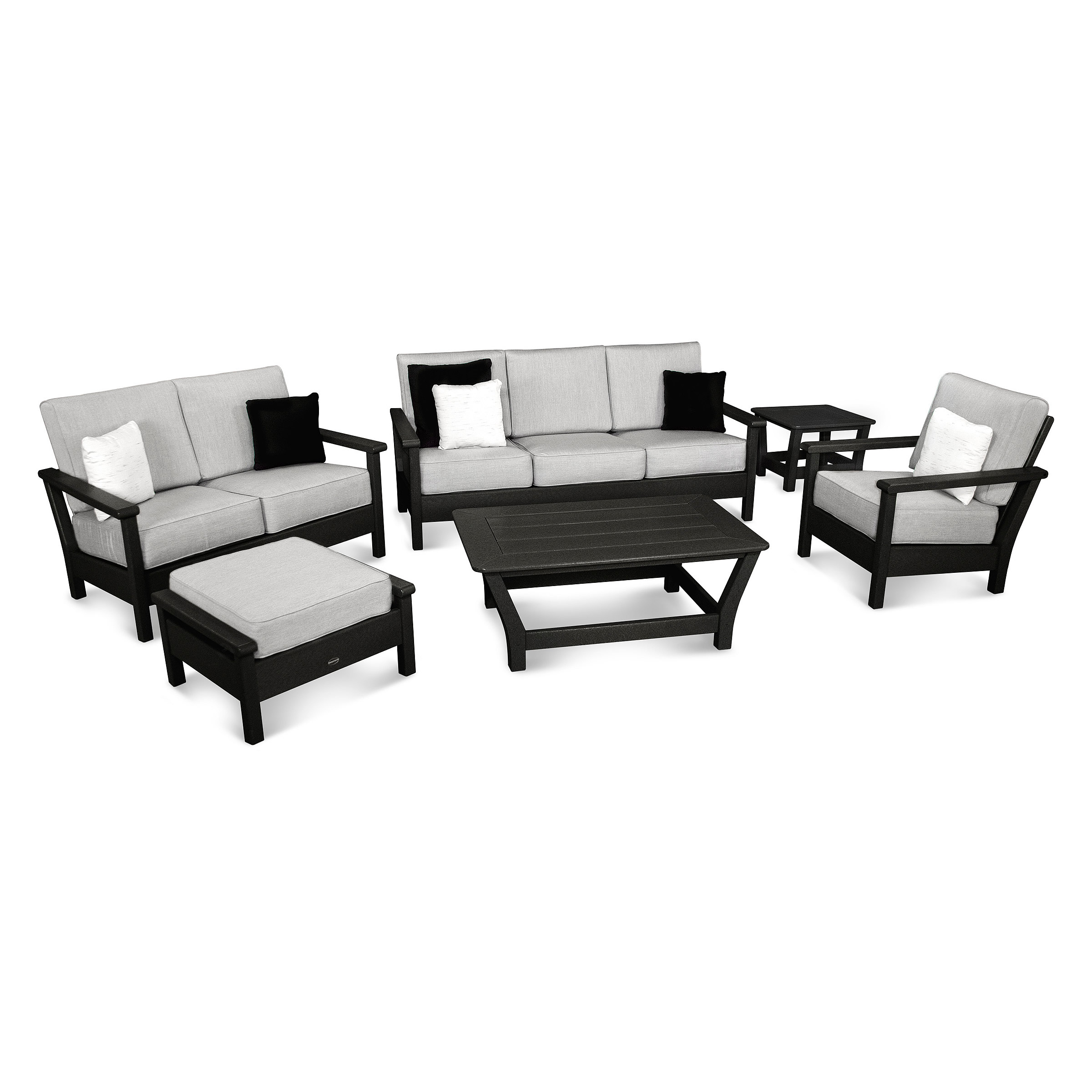 POLYWOOD Harbour Collection 6-Piece Outdoor Living Set with Accent Pillows