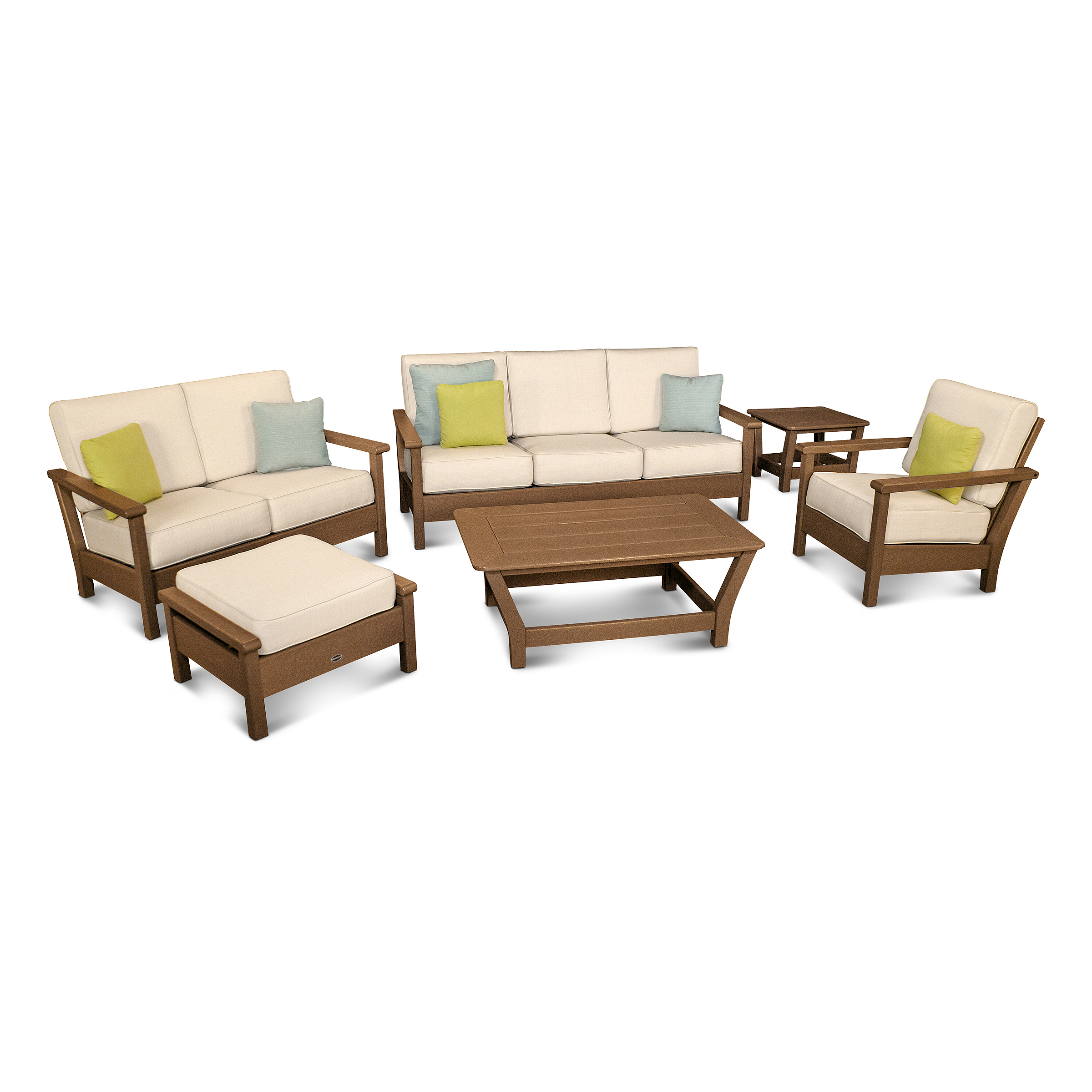 POLYWOOD Harbour Collection 6-Piece Outdoor Living Set with Accent Pillows