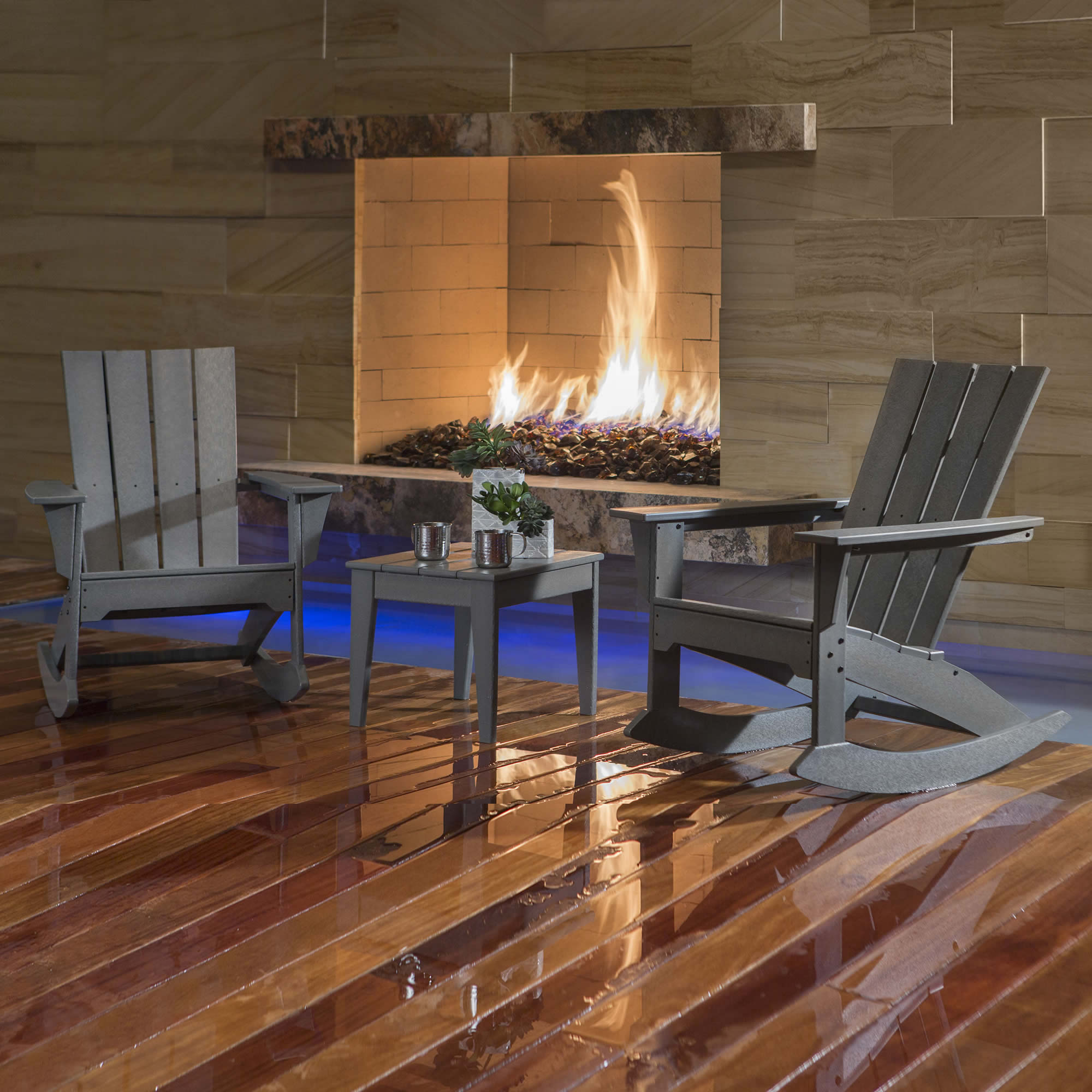 POLYWOOD® Quattro 3-Piece Rocker Set