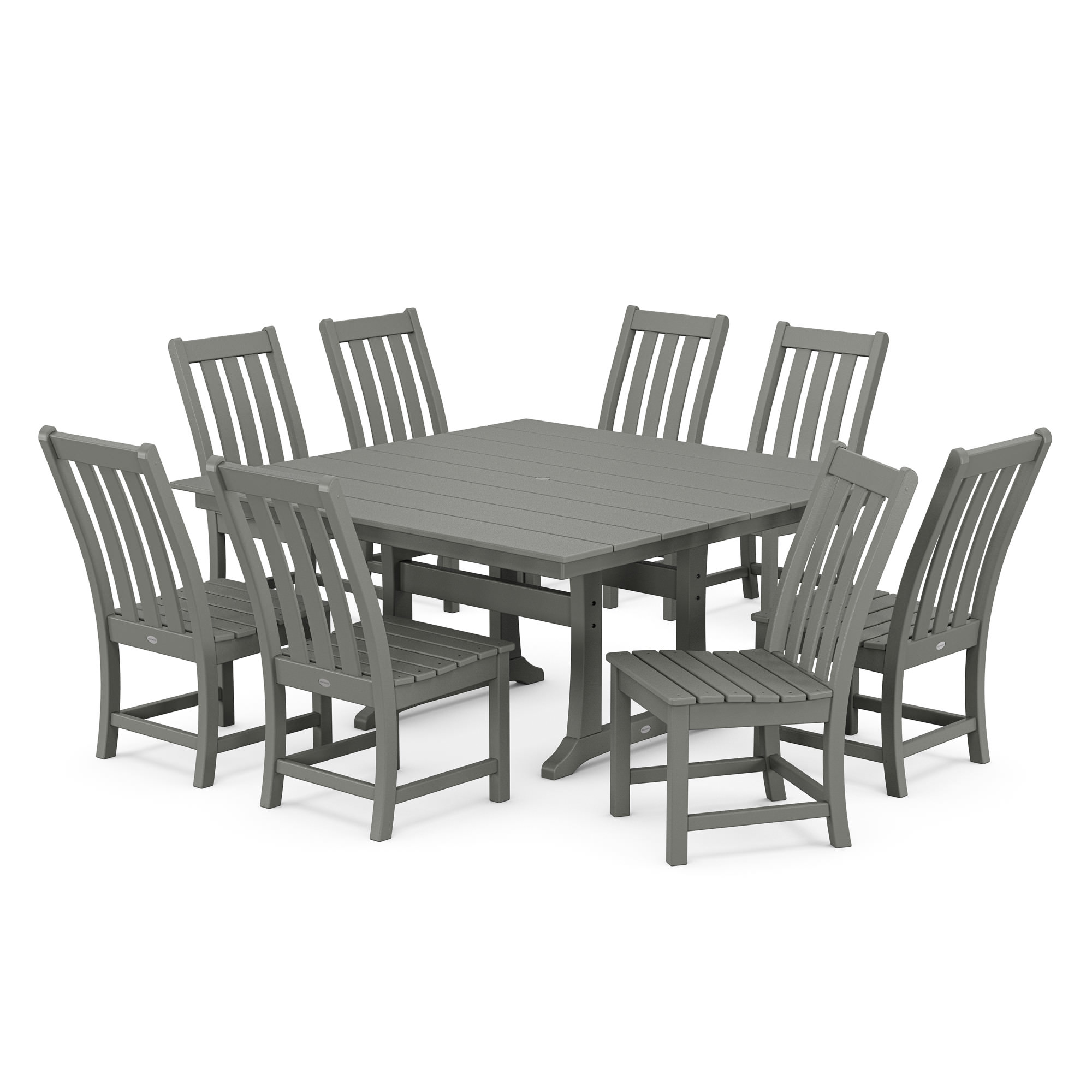 POLYWOOD® Vineyard 9-Piece Farmhouse Trestle Dining Set