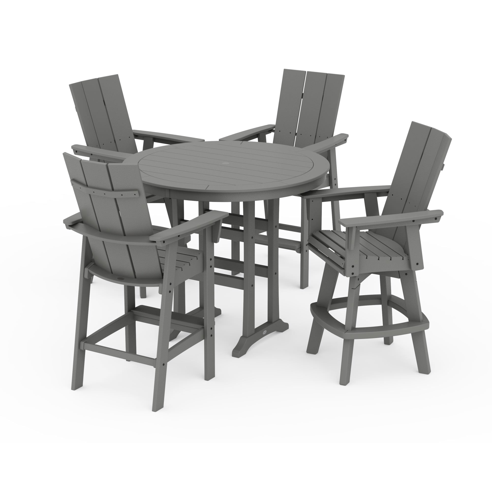 POLYWOOD® Modern Adirondack 5-Piece Nautical Trestle Round Bar Set with Swivels