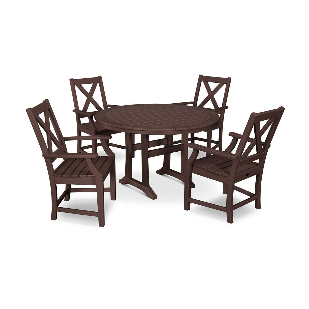 POLYWOOD® Braxton 5-Piece Nautical Trestle Arm Chair Dining Set