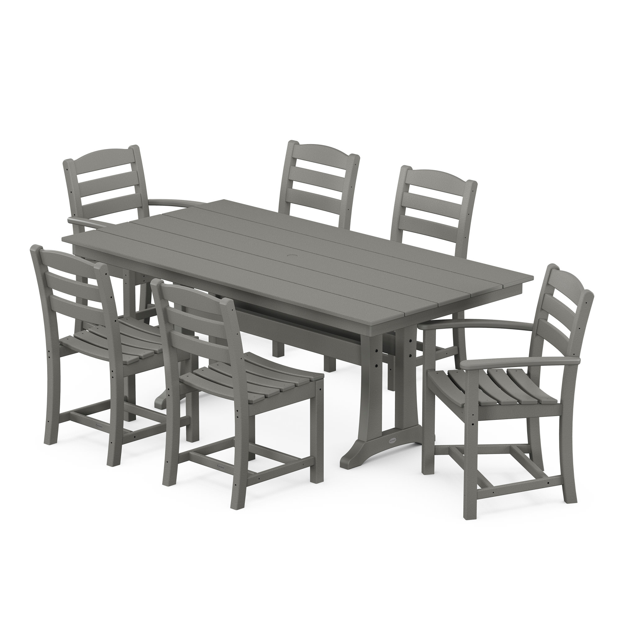 POLYWOOD® La Casa Cafe 7-Piece Farmhouse Dining Set with Trestle Legs