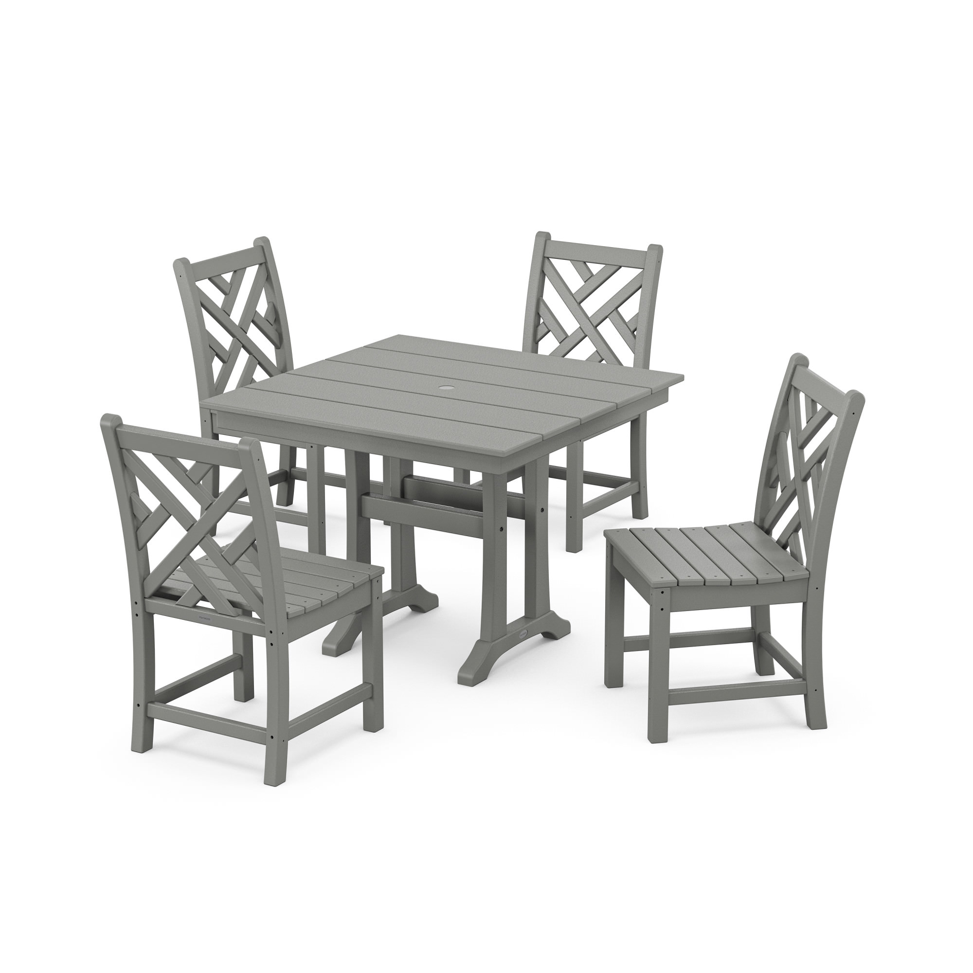 POLYWOOD® Chippendale 5-Piece Farmhouse Trestle Side Chair Dining Set