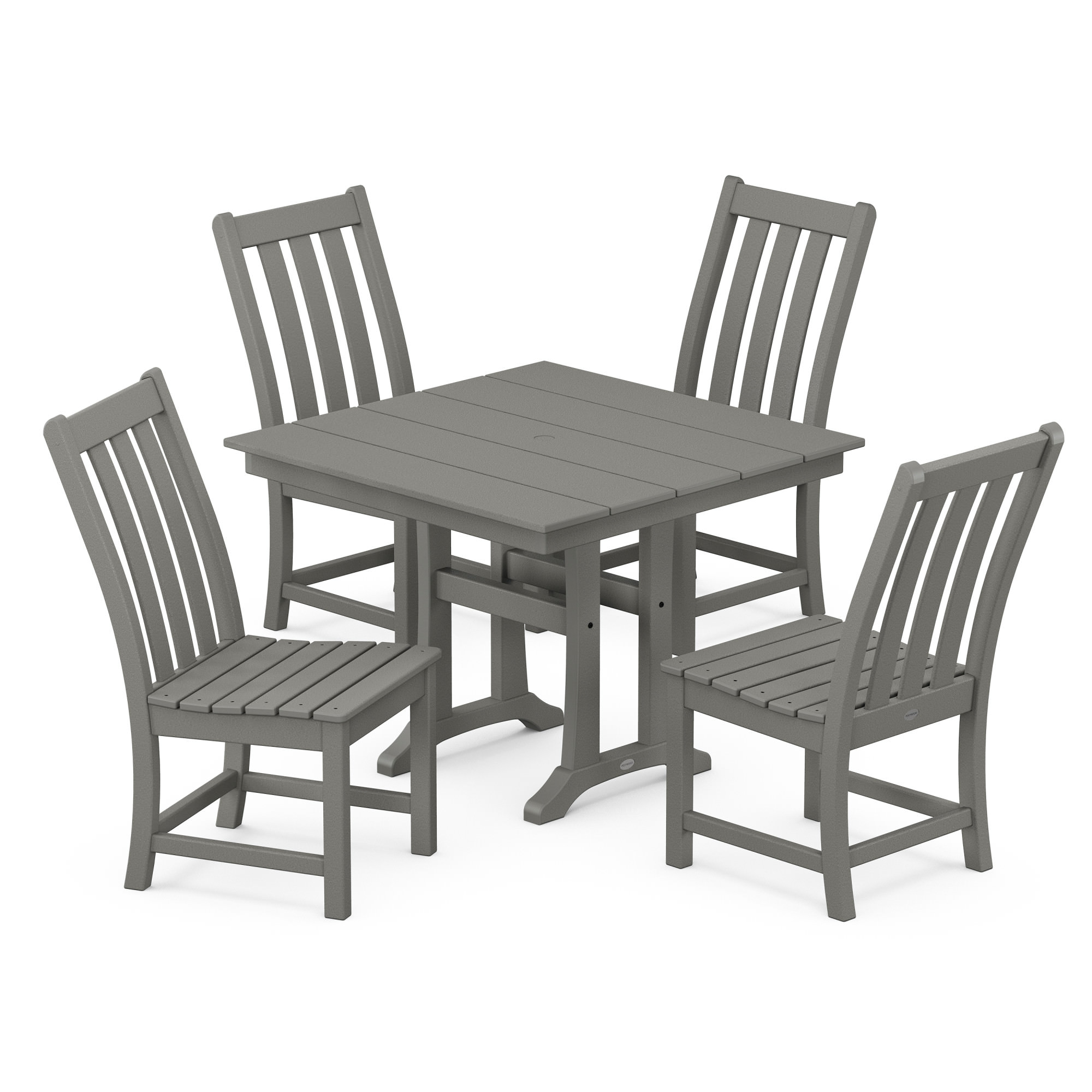 POLYWOOD® Vineyard 5-Piece Farmhouse Trestle Side Chair Dining Set