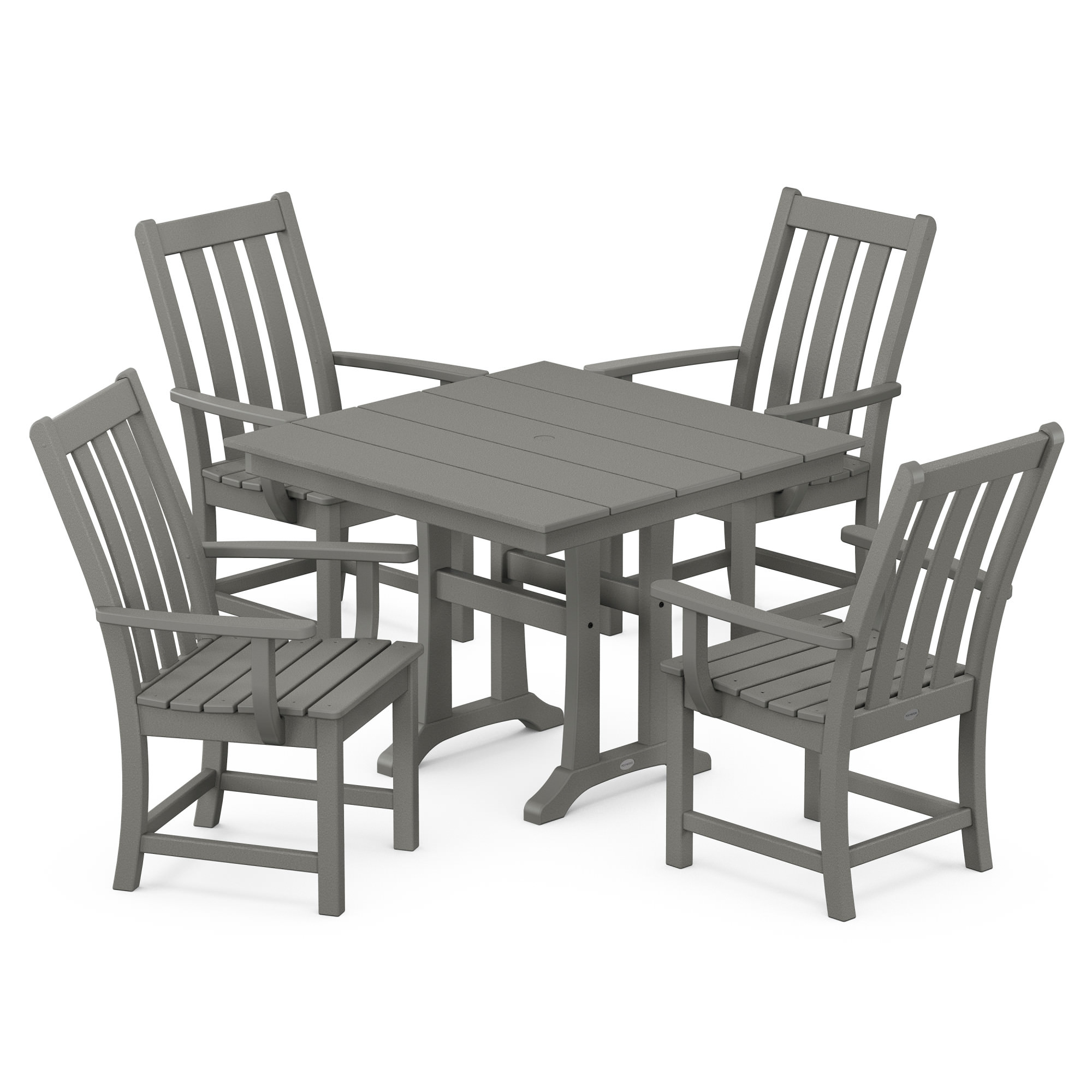 POLYWOOD® Vineyard 5-Piece Farmhouse Trestle Arm Chair Dining Set
