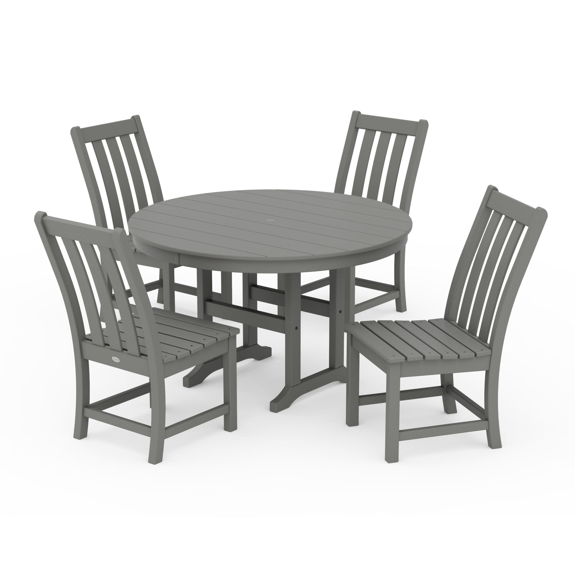 POLYWOOD® Vineyard 5-Piece Round Farmhouse Side Chair Dining Set