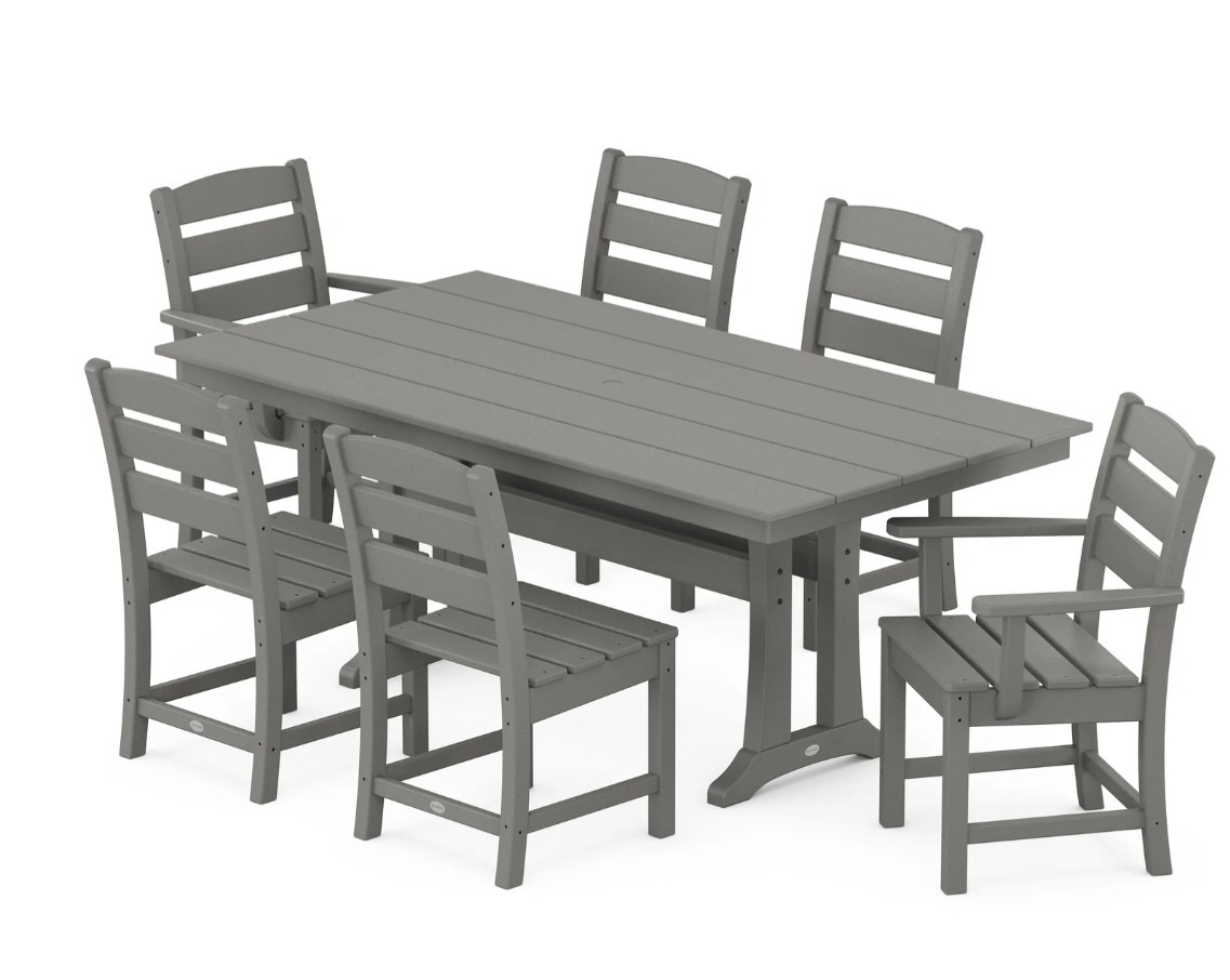 POLYWOOD® Lakeside 7-Piece Farmhouse Dining Set with Trestle Legs