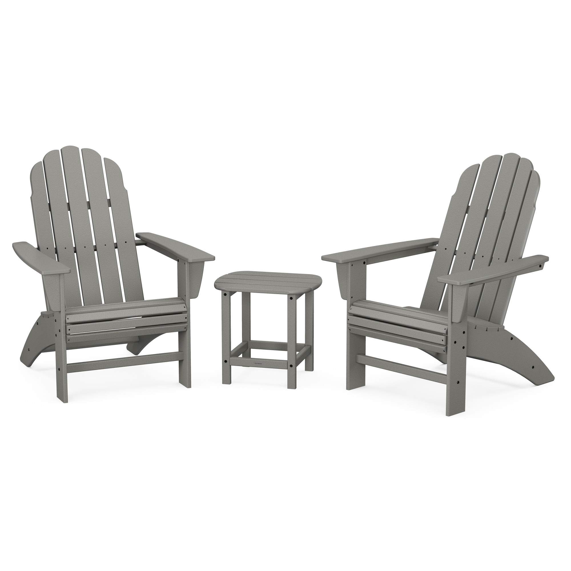 POLYWOOD® Vineyard 3-Piece Curveback Adirondack Set with South Beach 18in Side Table