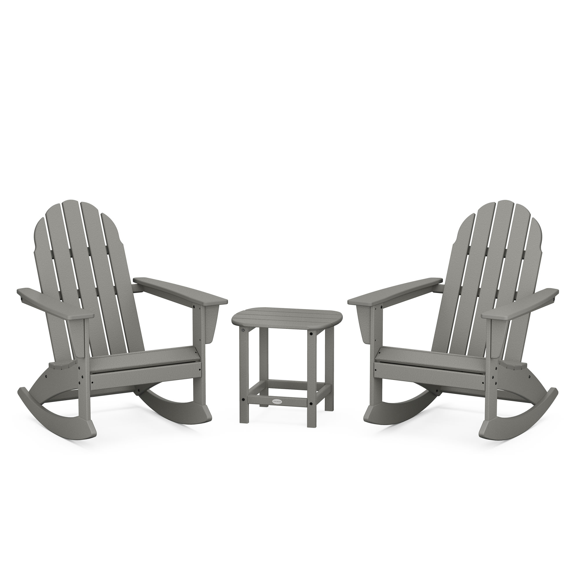 POLYWOOD® Vineyard 3-Piece Adirondack Rocking Chair Set with South Beach 18in Side Table