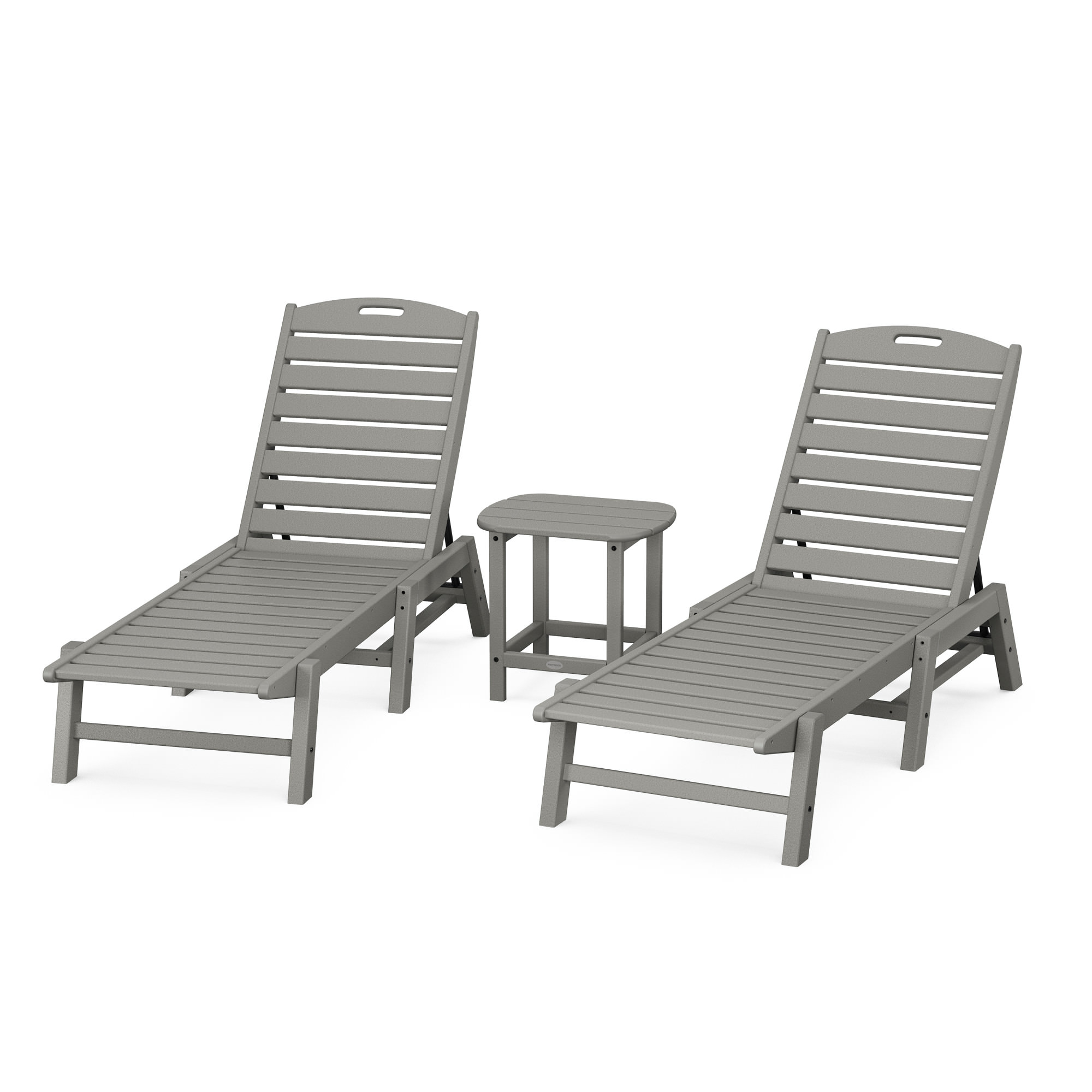 POLYWOOD® Nautical 3-Piece Chaise Lounge Set with South Beach 18in Side Table