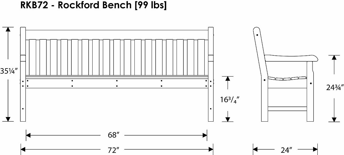 POLYWOOD Rockford 72 in Bench