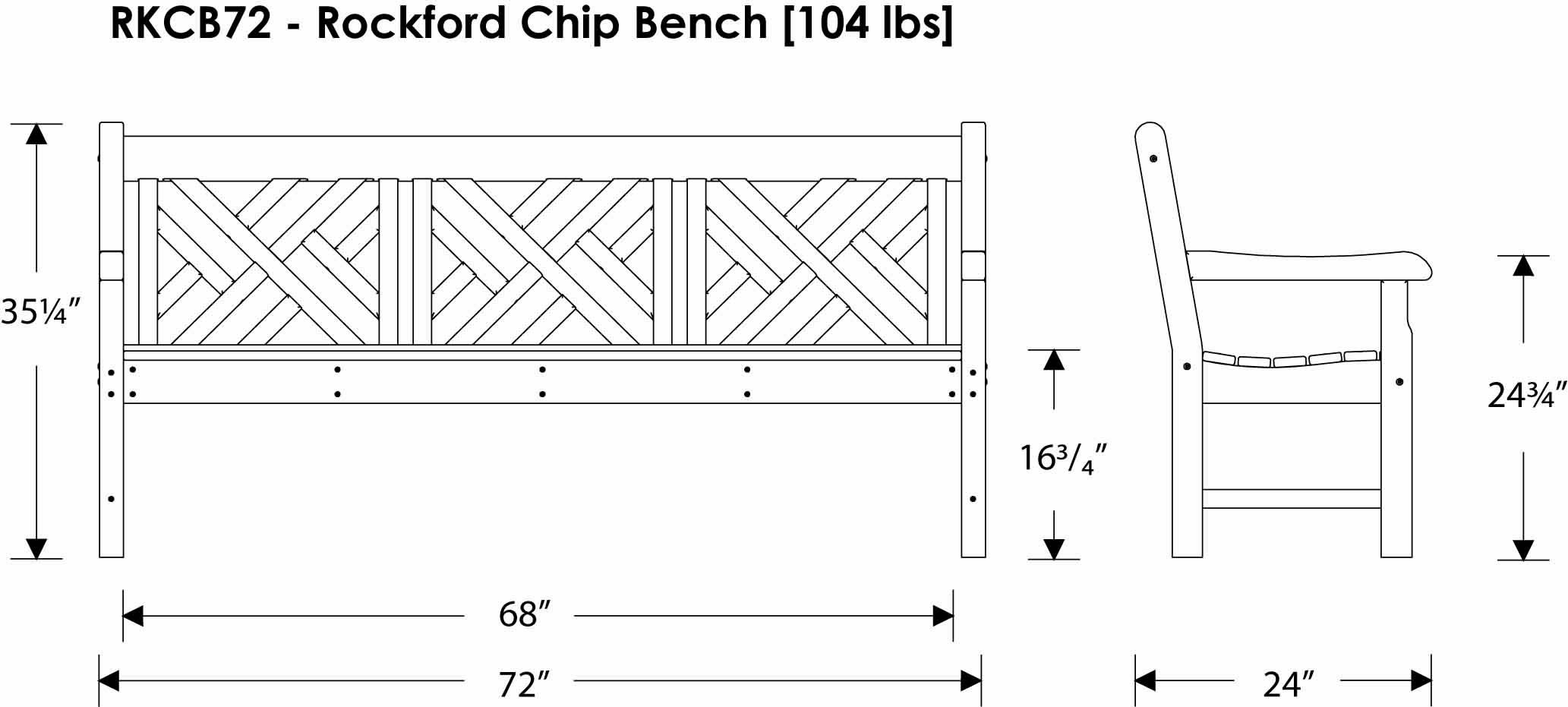 POLYWOOD Rockford Chippendale 72 Inch Bench