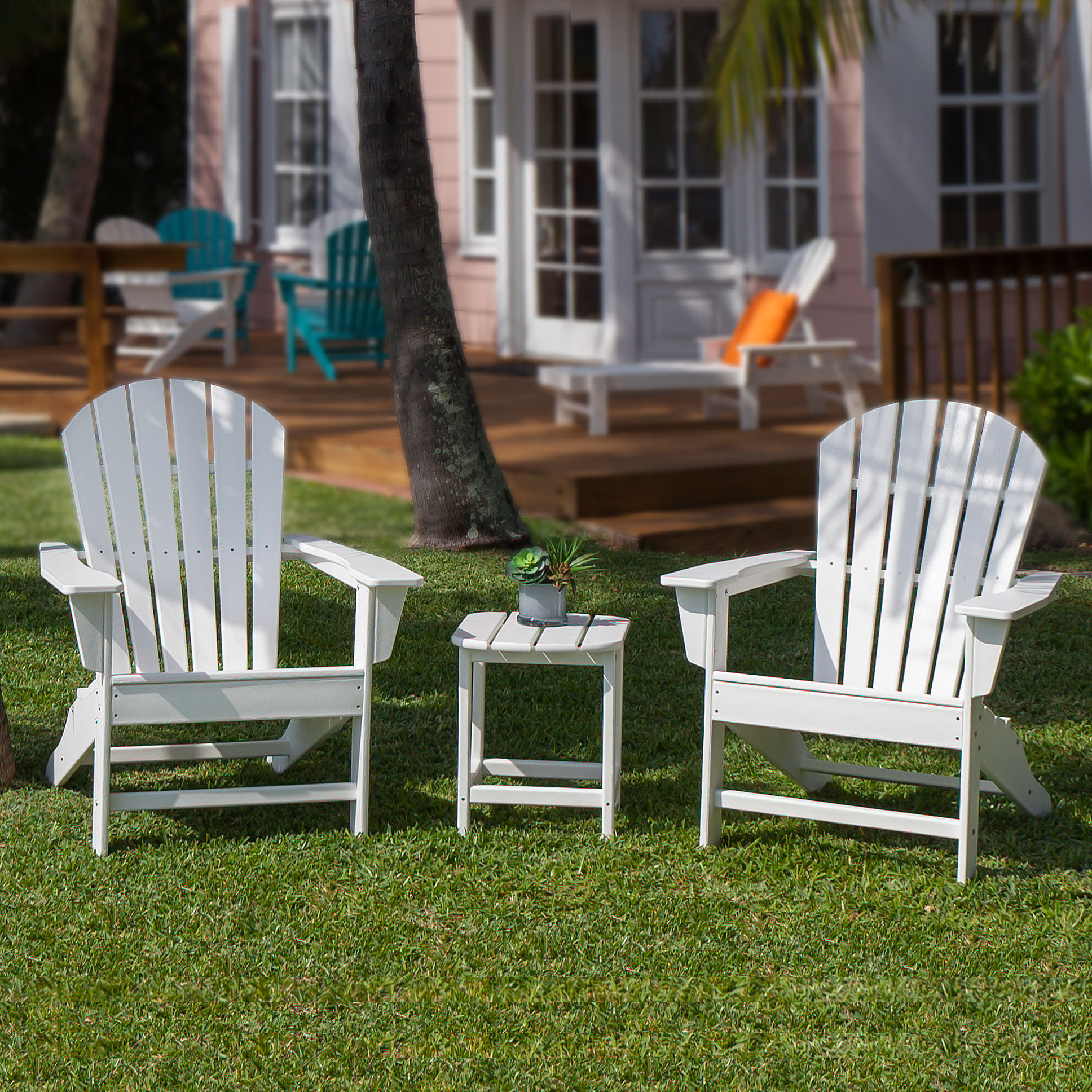 POLYWOOD South Beach Adirondack Conversation Set