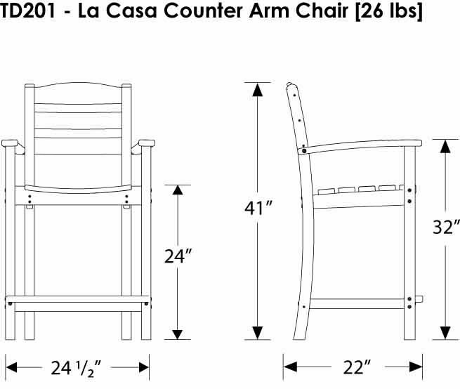 POLYWOOD® La Casa Cafe Counter Arm Chair