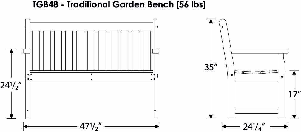 POLYWOOD® Traditional 48 in Garden Bench
