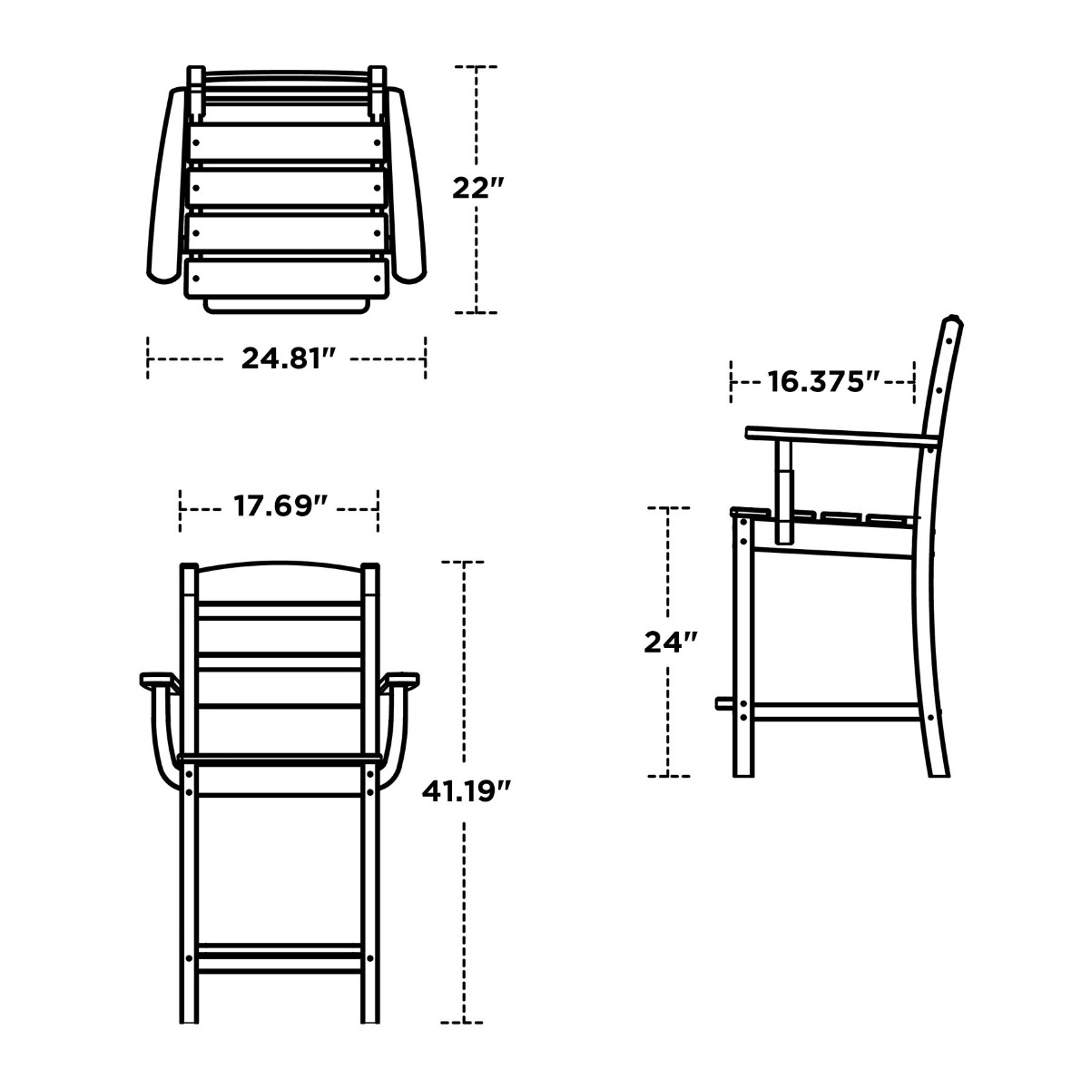 POLYWOOD Lakeside Counter Arm Chair