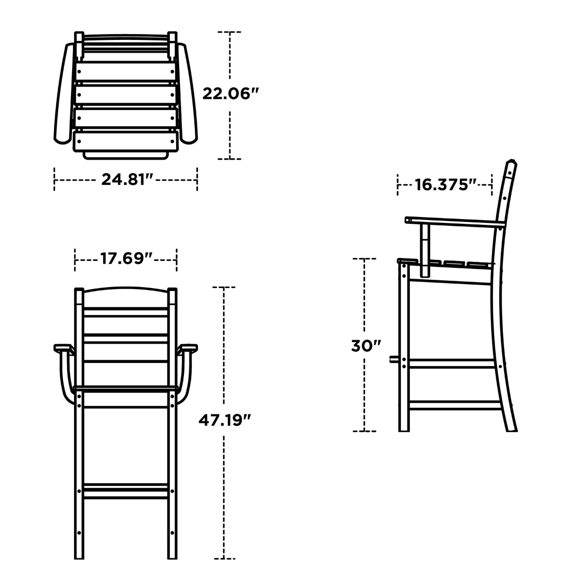 POLYWOOD Lakeside Bar Arm Chair