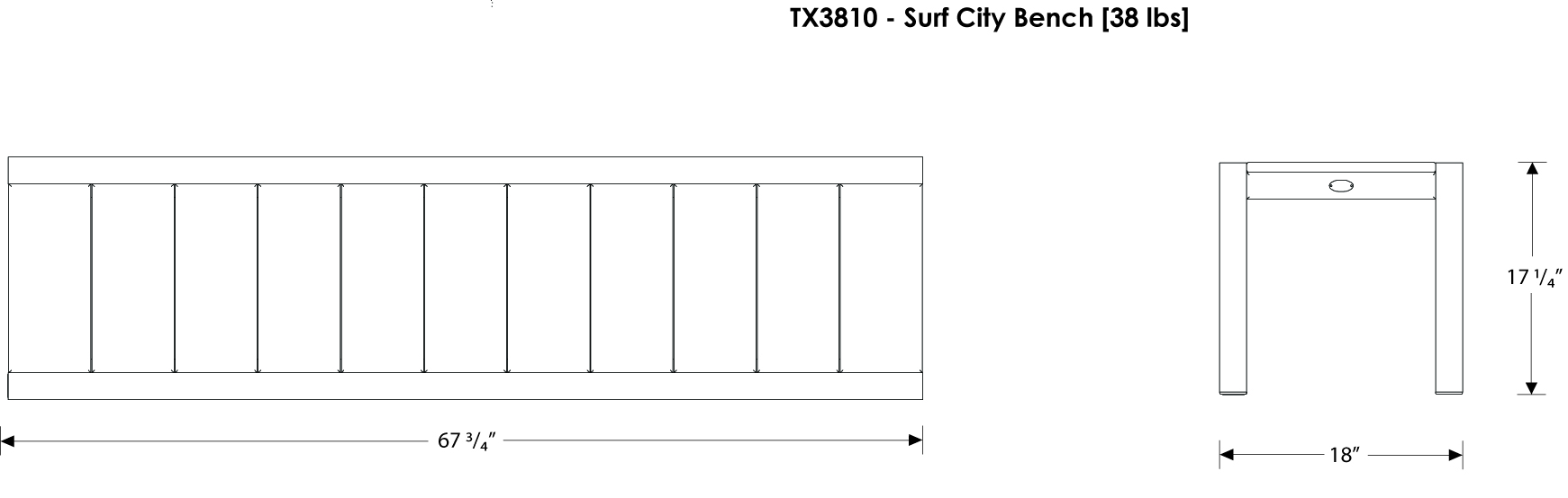 Trex® Outdoor Furniture Surf City 68 in Bench