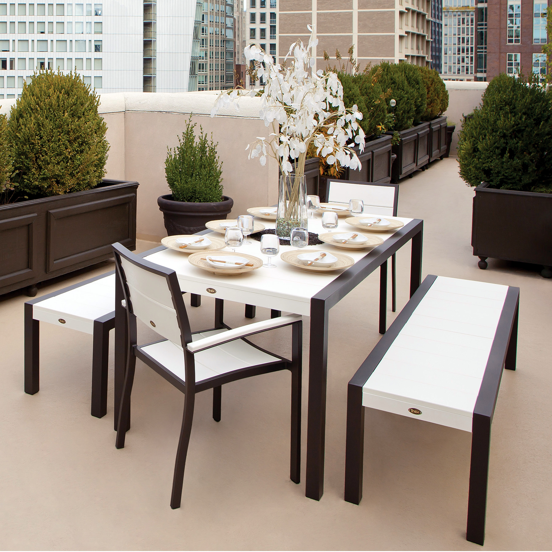 Trex® Outdoor Furniture™ Surf City 5-Piece Bench Dining Set