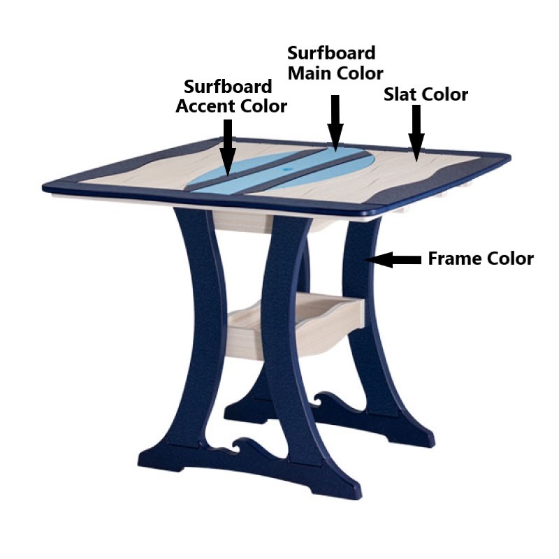 Finch Amish Poly 42 in x 60 in Wave Surfboard Dining Table